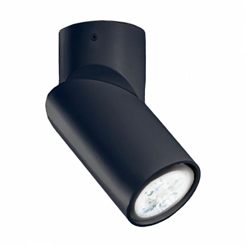 Faretto spot moderno sikrea link p 3458 4561 gu10 led metallo soffitto  parete, finitura metallo nero