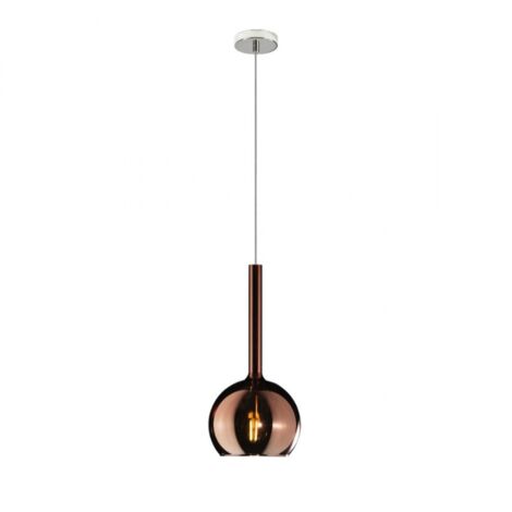 Lampadario moderno top light future 1155cr sp e27 led vetro pirex soffiato sospensione, vetro rame