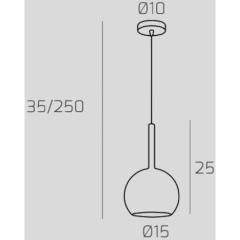 Lampadario moderno top light future 1155cr sp e27 led vetro pirex soffiato sospensione, vetro rame