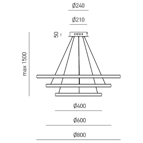 Lampadario moderno gea luce iole s3 t 62w led titanio sospensione lampada soffitto