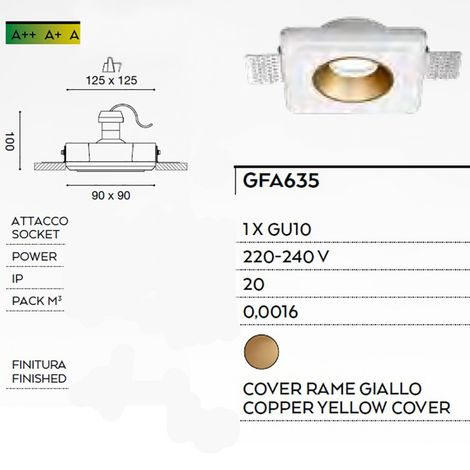 Faretto incasso gea led hemera r gfa635 gu10 led ip20 4.9cm classico gesso  lampada soffitto