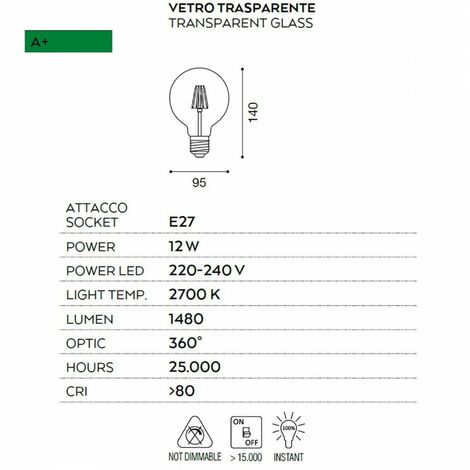 Lampadina LED E27 8W 12W vetro bianco – Gea Led