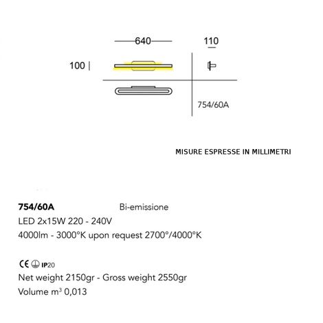 Lampada led da soffitto Tratto 64cm