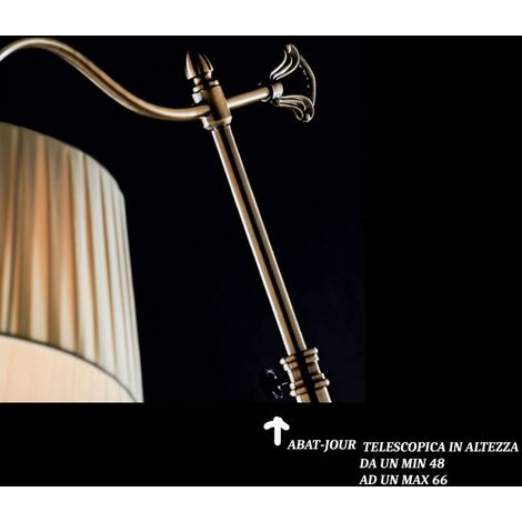 Abat-jour classica illuminando bridge lu led lampada tavolo snodabile  metallo brunito paralume stoffa pieghe interni