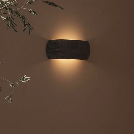 Applique toscot castelverde 1082 gx53 led 40cm ip55 terracotta lampada parete rustica biemissione esterno, colore corten