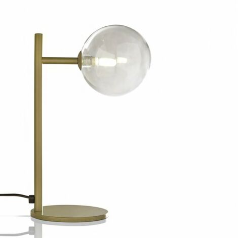 Lampada da tavolo oro con sfere bolle in vetro bianco luce