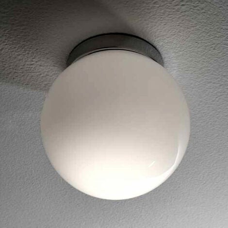 Plafoniera illuminando sfera pl m 30cm e27 led lampada soffitto moderna  vetro bianco latte lucido interno