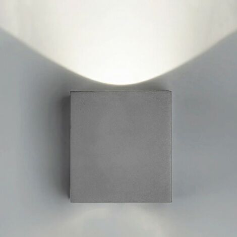 Applique esterno pan international boxer led down ip54 lampada parete  giardino, finitura metallo grigio