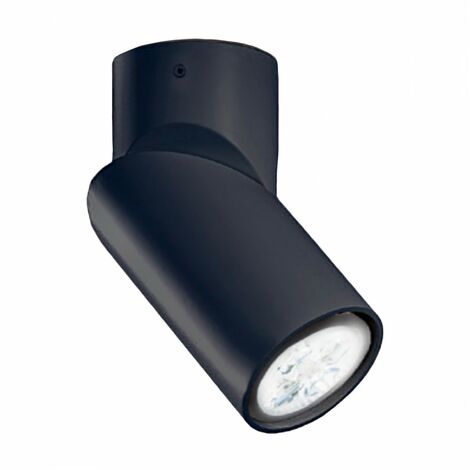 Faretto spot moderno sikrea link p 3458 4561 gu10 led metallo soffitto  parete, finitura metallo nero