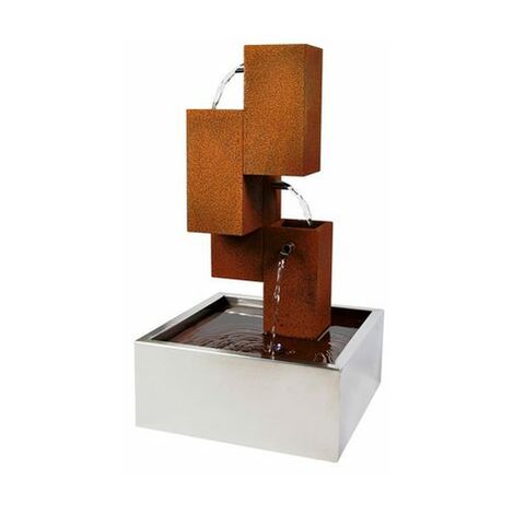 Köhko Gartenbrunnen Wasserspiel Brunnen LED 65 cm Cortenstahl Edelstahl-Becken 32005