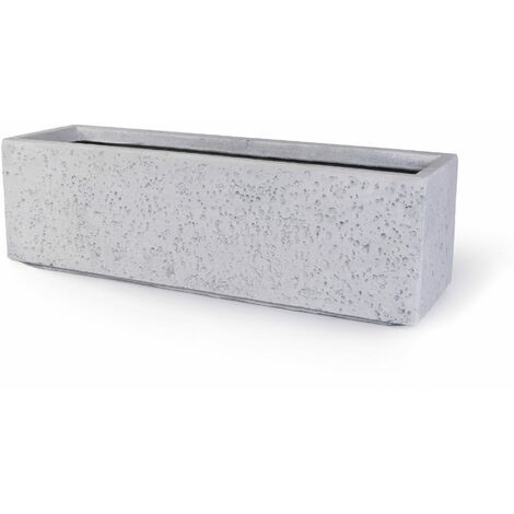 köhko® Blumenkübel aus Fiberglas neuartiges Stein-Optik Pflanzkübel 100x40x40 cm Elfenbeinfarben Trog
