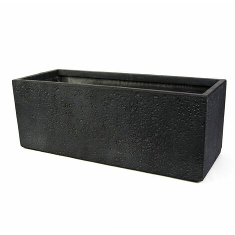 köhko® Blumenkübel aus Fiberglas neuartiges Stein-Optik Pflanzkübel 76x28x28 cm Anthrazit Trog