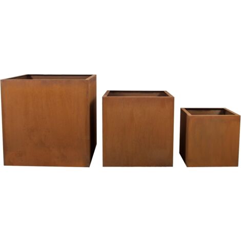 Köhko® Designer-Blumenkübel aus Cortenstahl VIVO 80 x 80 x 56 cm  Pflanztopf in Edelrost-Optik