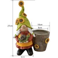 Köhko Vielseitiger Blumentopf mit „Wichtel- Sonnenblumen“ Design Gartenzwergin – Perfekte Verschönerung für Ihren Garten und Wohnung