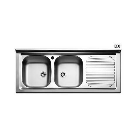 LAVELLO APPOGGIO IN ACCIAIO INOX CON 2 VASCHETTE Misura: cm 120 gocciolatoio sx