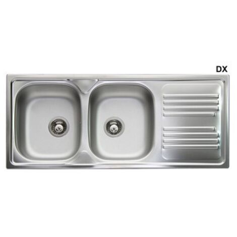 LAVELLO INCASSO IN ACCIAIO INOX CON 2 VASCHE cm 116 gocciolatoio dx APELL