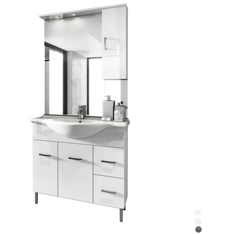 Mobile bagno venice larice bianco cm 85 con lavabo e specchio