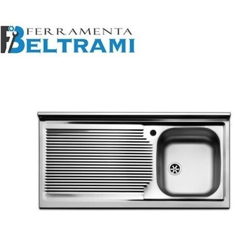 Lavello appoggio acciaio inox 1 vasca cm 100 cm 100 gocciolatoio sx