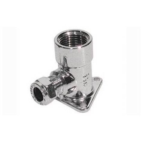 GOMITO A 90° CON FLANGIA CROMATO Misura: Diam. 12 x 1/2
