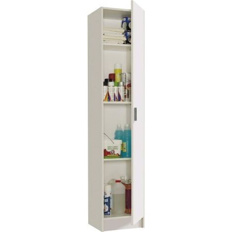 Kit Armadio Alto 180 Bianco 1 Anta con Ripiani Legno Multiuso Mobile Tuttopiani