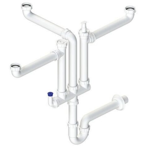 Sifone Doppio Bianco Per Lavello - Attacco Universale E Per Elettrodomestici - Foto 6