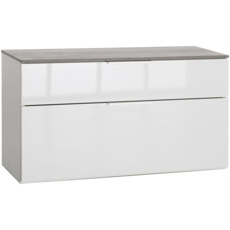 1PZ PANCA DOPPIO CASSETTO LINEA 'GALAVERNA' cm. 35 x 90 x h.50 - cemento/bianco (1/5)