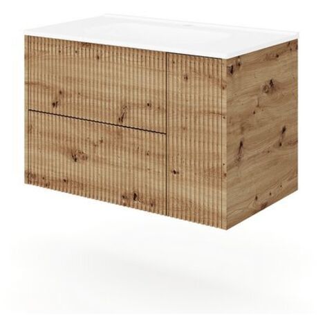 BASE SOSPESA MOBILE BAGNO CON LAVABO MOD. TRIO CANNETTATO Misura: cm 101x46 Bianco opaco (1/2)