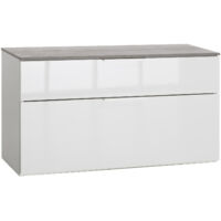 1PZ PANCA DOPPIO CASSETTO LINEA 'GALAVERNA' cm. 35 x 90 x h.50 - cemento/bianco