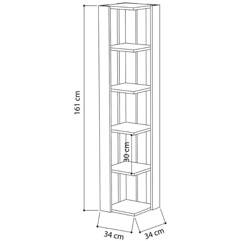 Libreria ad angolo 34x161h cm in legno antracite 5 ripiani - Kantiko