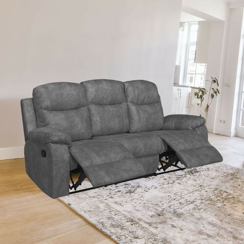 Festnight Divano 3 Posti, Divano Letto 3 Posti Economico, Divani da Soggiorno, con Poggiapiedi in Tessuto Grigio Scuro 180cm