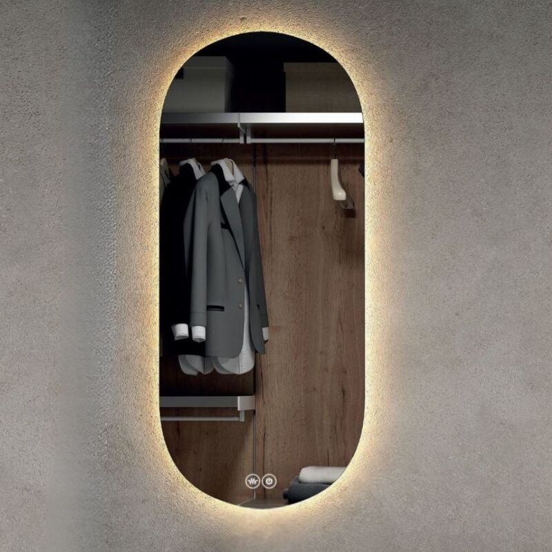 Specchio Da Bagno Retroilluminato A LED Keonjinn – 91x61 Cm, Antiappannamento, Luce Bianca Fredda Dimmerabile, Montaggio Verticale/Orizzontale