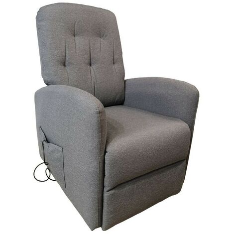 Poltrona relax elettrica con telecomando in tessuto grigio