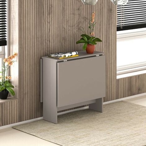 Tavolo Pieghevole Salvaspazio 75x140x74 cm con Ruote in Legno Grigio