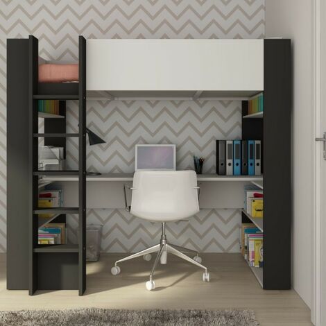 Letto soppalco con varie soluzioni salvaspazio di design