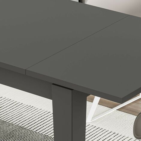 Tavolo Allungabile Megaron Bianco Larice 120x80 Cm, Prolunga 50 Cm, Fino A 170 Cm, In Truciolare 22 Mm