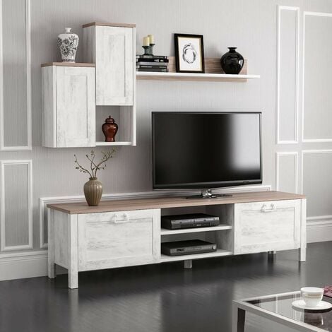 Mobile porta TV colore bianco vintage e rovere 160 cm - Sento