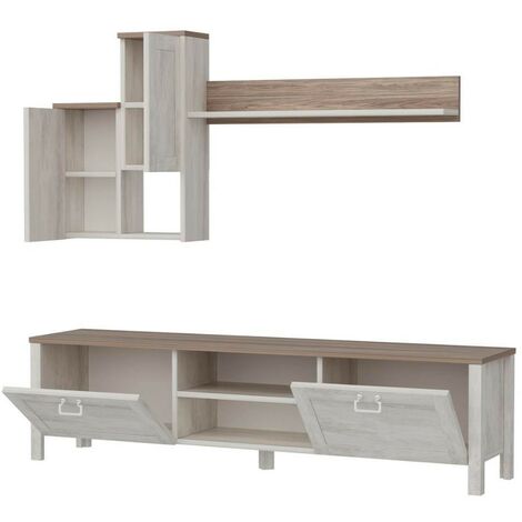 Mobile porta TV colore bianco vintage e rovere 160 cm - Sento