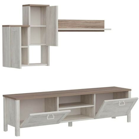 Mobile porta TV colore bianco vintage e rovere 160 cm - Sento