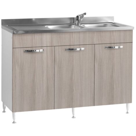MadeInNature Mobile Sottolavello Bagno 60x30x70 Cm – Effetto Rovere Anticato E Bianco, Con Ante E Ripiano