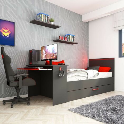 Fusion - Set copripiumino stile anni '70, color antracite, per letto