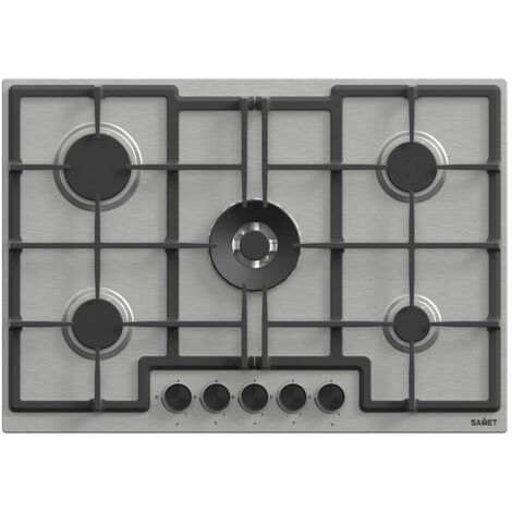 Piano cottura a gas 5 fuochi in acciaio inossidabile 75 cm colore inox - Samet Mercurio (1/3)