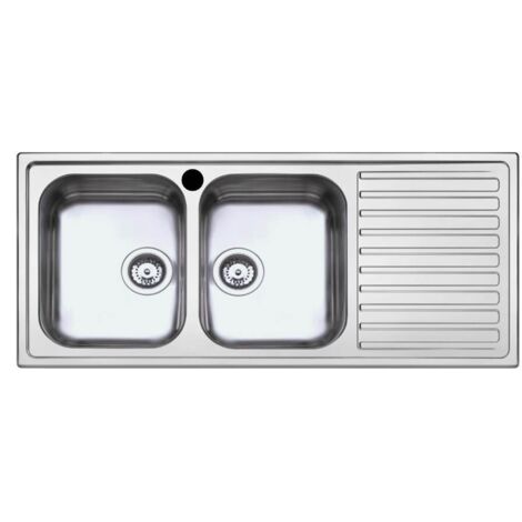 Lavello con doppia vasca e gocciolatoio destro 116x50 cm - Samet SAXT333A (1/2)