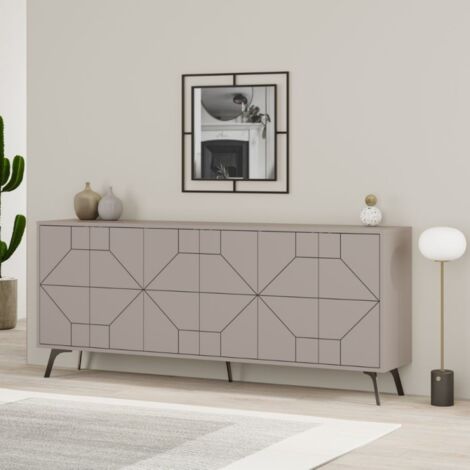 Madia Credenza DUNE In Legno - 4 Ante Color Tortora Per Soggiorno O Ingresso - Foto 10