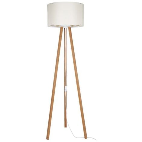 Lampada Da Terra Treppiede Legno - Dimmerabile 3 Colori, Con Telecomando!