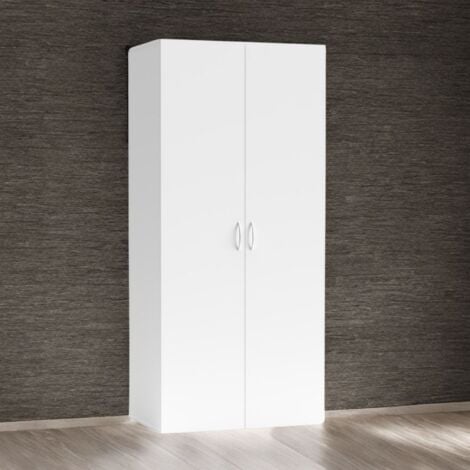 Armadio Fathie Con 3 Ante E 2 Cassetti - Legno Laminato Bianco Opaco, 145x200x59 Cm - Foto 6