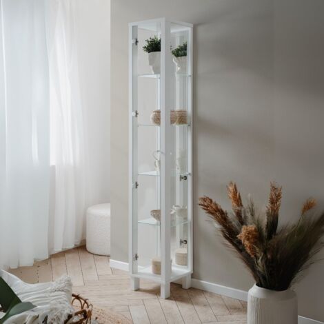 Vetrina Bianca Con Anta - Ripiani In Vetro Temperato Per Soggiorno - Foto 3