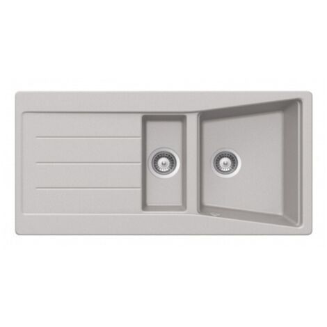 Lavello incasso 2 vasche e gocciolatoio reversibile colore alluminio 100x50 cm - Smeg LS102AL (1/2)