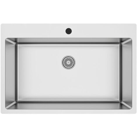 Lavello cucina incasso in acciaio una vasca 76x50.5x20H cm - SA233 Samet