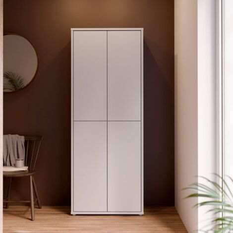 Armadio multiuso 4 ante 74.5x35x192 colore grigio chiaro Medea (1/5)