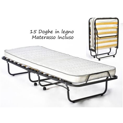 Brandina Pieghevole con Materasso 80x190 Letto Singolo Doghe Branda Poliuterano (1/4)